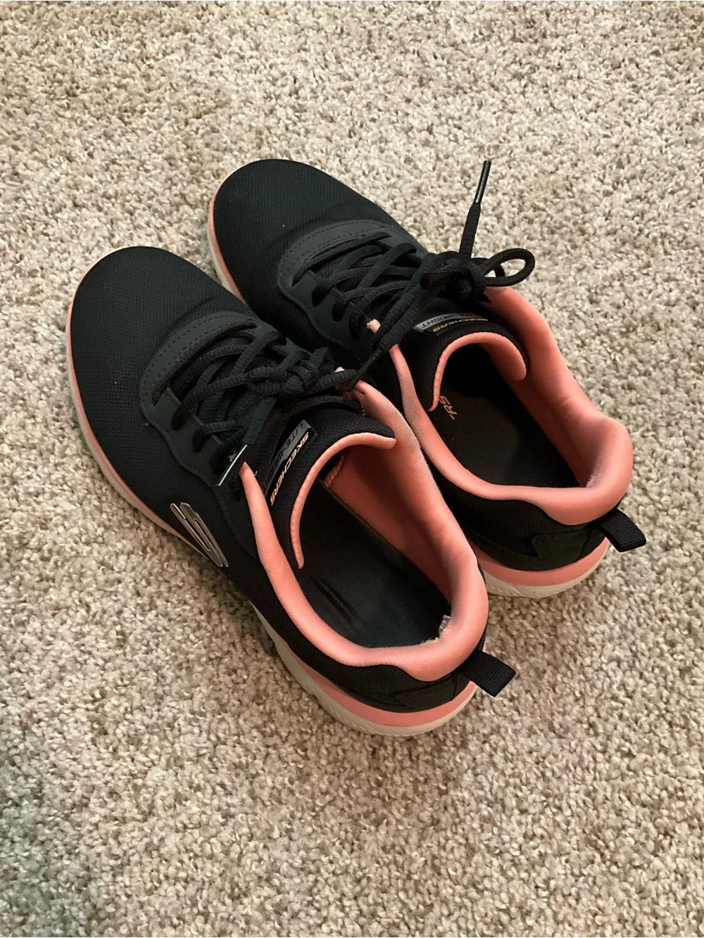 Skechers Black Athletic Sneakers with Coral Accent
